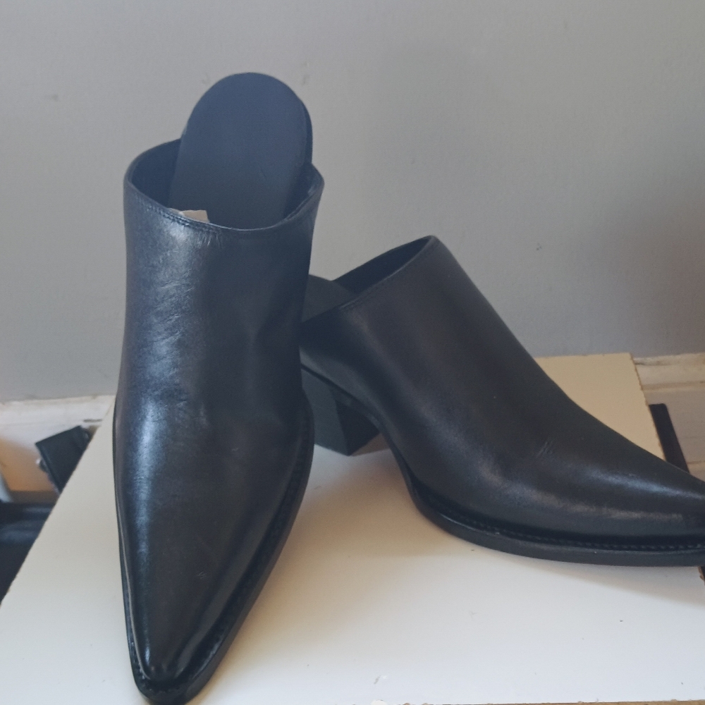 Cowboy custom made Mules by Miguel Black Leather Mules. Never worn.